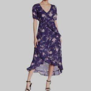 Navy Floral Ruffle Dress